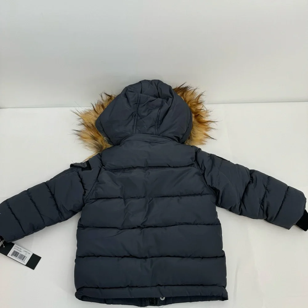 NWT Diesel Boys Charcoal Parka Bubble Removable Hooded Jacket size 2T